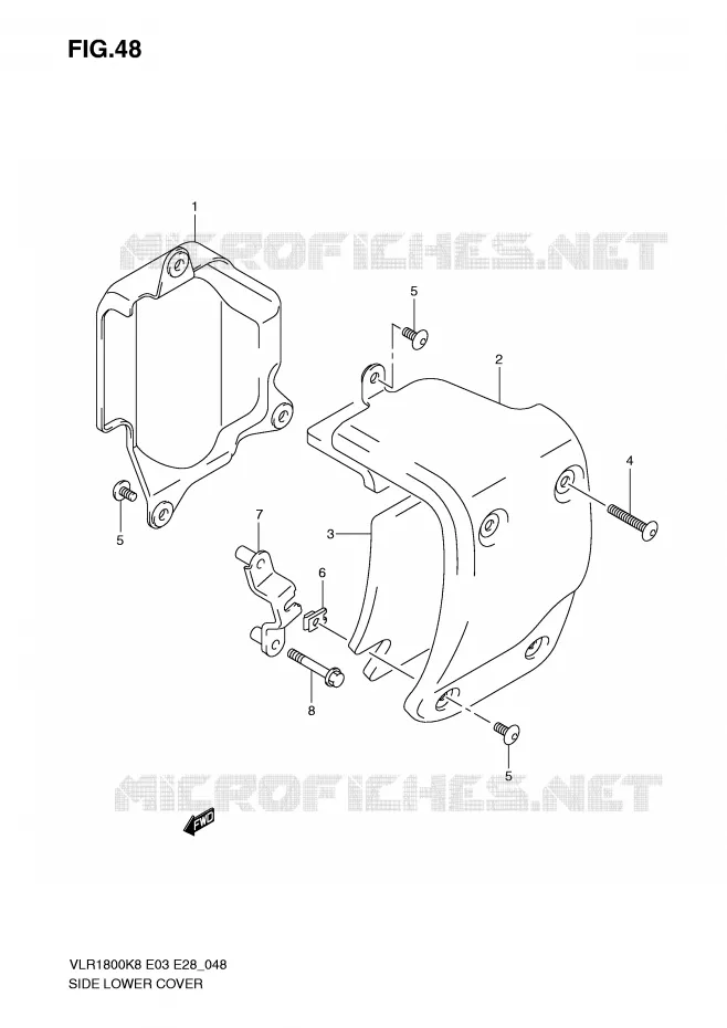 COUVERCLE LATERAL INFERIEUR Suzuki MOTO 1800 BOULEVARD 2010  VLR1800TL0(E3/E28)