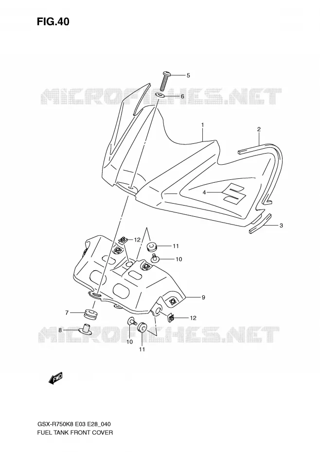 COUVRE RESERVOIR (MODEL K8) Suzuki MOTO 750 GSX-R 2009  GSX-R750K9(E3/E28)
