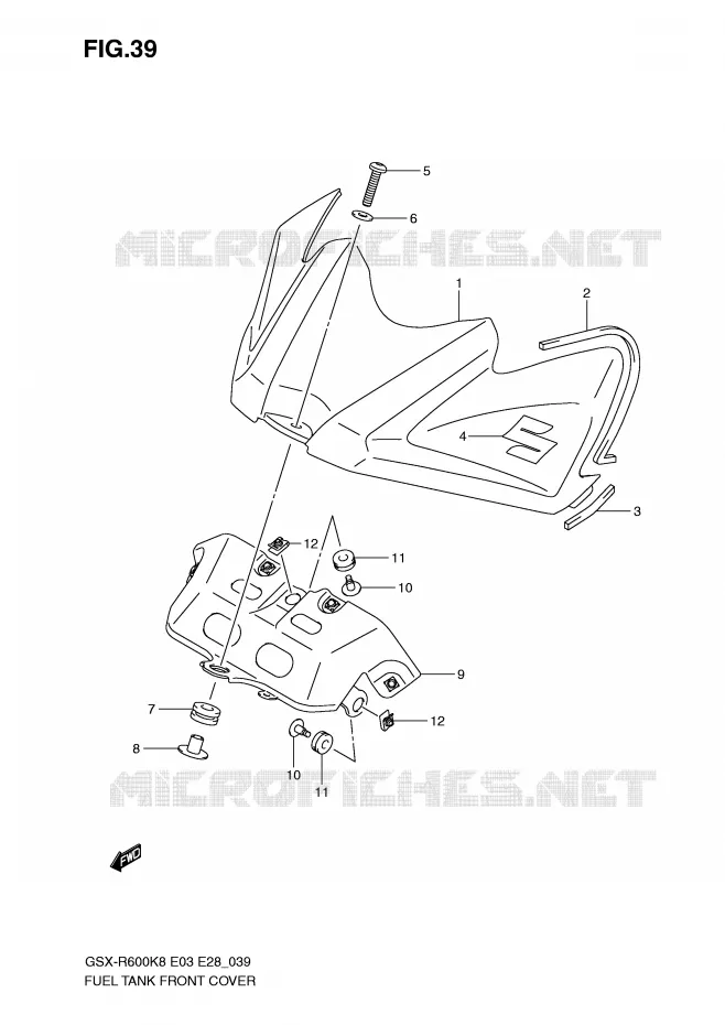 COUVRE RESERVOIR Suzuki MOTO 600 GSX-R 2008  GSX-R600K8(E3/E28)