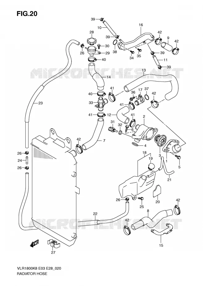 DURITE DE RADIATEUR Suzuki MOTO 1800 BOULEVARD 2010  VLR1800L0(E3/E28)