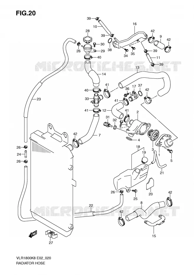 DURITE DE RADIATEUR Suzuki MOTO 1800 INTRUDER 2009  VLR1800TK9(E2)