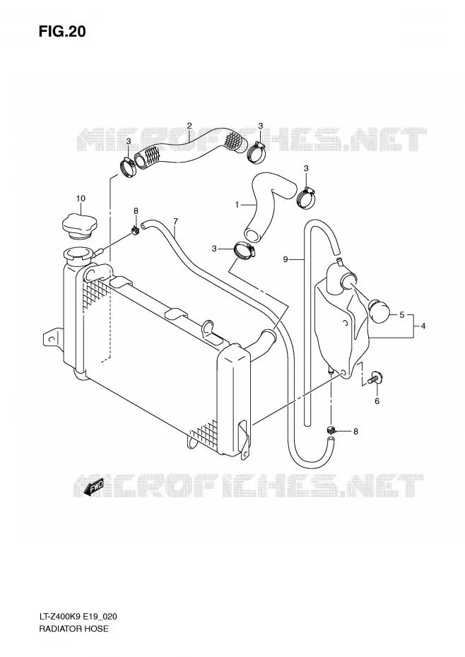 DURITE DE RADIATEUR Suzuki QUAD 400 QUADSPORT 2009  LT-Z400K9(E19)