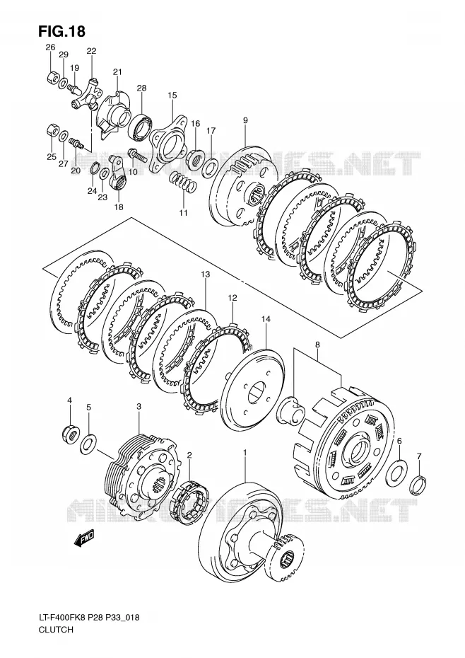 EMBRAYAGE Suzuki QUAD 400 KINGQUAD 2010  LT-F400FUL0(P28/P33)