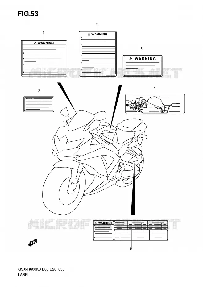 ETIQUETTE Suzuki MOTO 600 GSX-R 2008  GSX-R600K8(E3/E28)