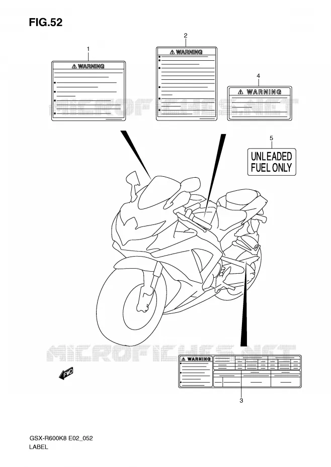 ETIQUETTE Suzuki MOTO 600 GSX-R 2008  GSX-R600U2K8(E2)