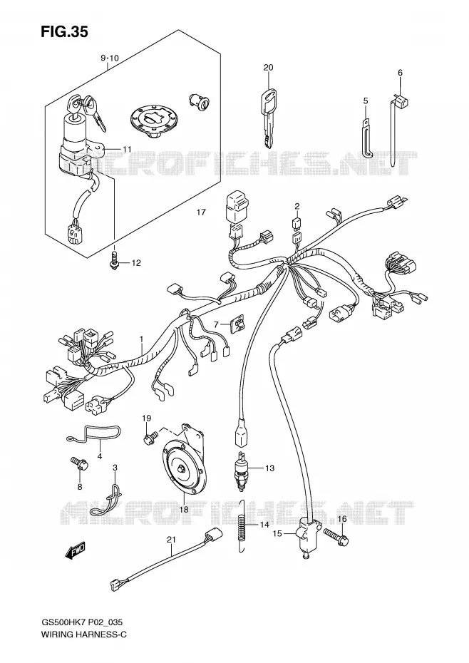 FAISCEAU ELECTRIQUE (GS500H P2, P19, P24, P54, GS500HU P19) Suzuki MOTO 500 GS-F 2007  GS500FMK7(P02)
