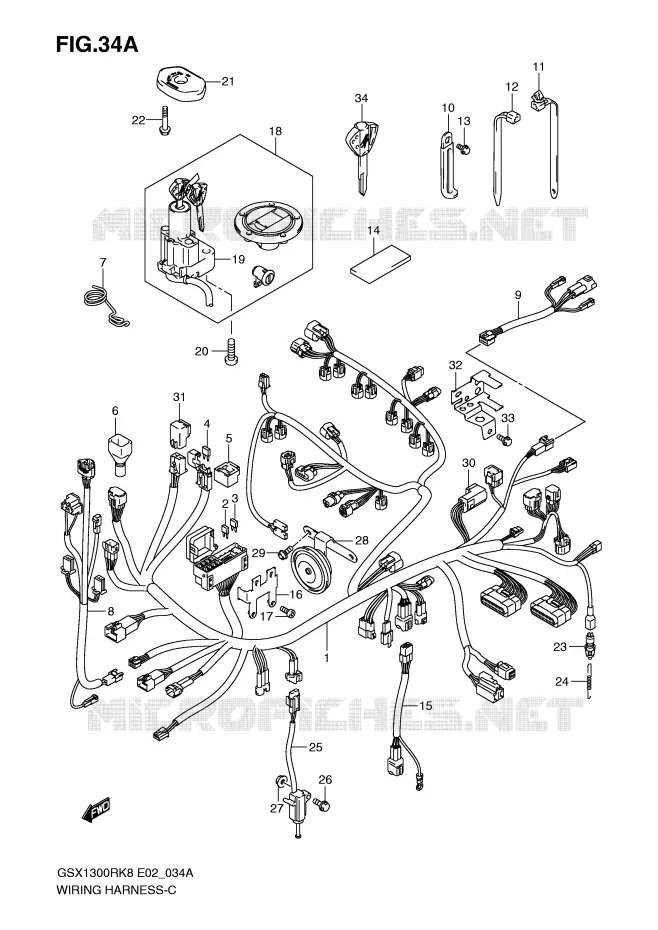 FAISCEAU ELECTRIQUE (GSX1300RK8/RK9 P37) Suzuki MOTO 1300 HAYABUSA 2009  GSX1300RK9(E2)