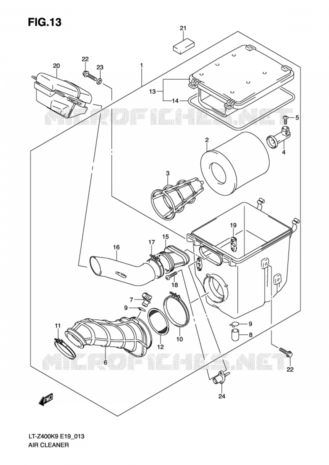 FILTRE A AIR Suzuki QUAD 400 QUADSPORT 2009  LT-Z400ZK9(E19)