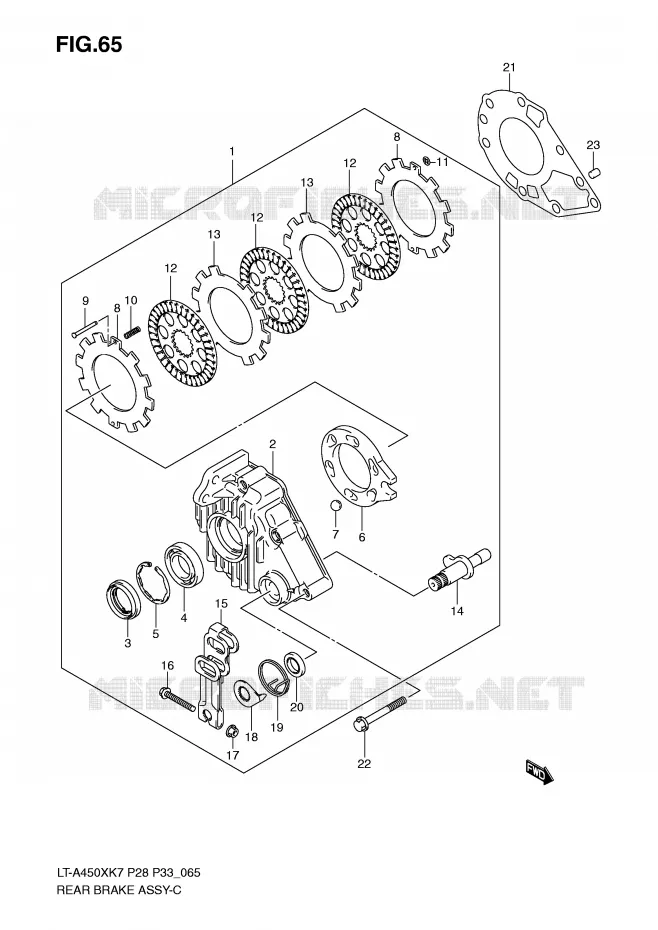 FREIN ARRIERE Suzuki QUAD 450 KINGQUAD 2009  LT-A450XK9(P28/P33)