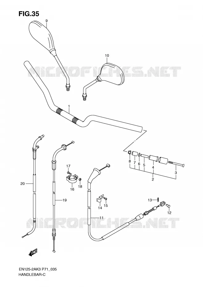 GUIDON (EN125-2AK3/AK7/AK8) Suzuki MOTO 125 EN 2006  EN125HUZK6(P71)