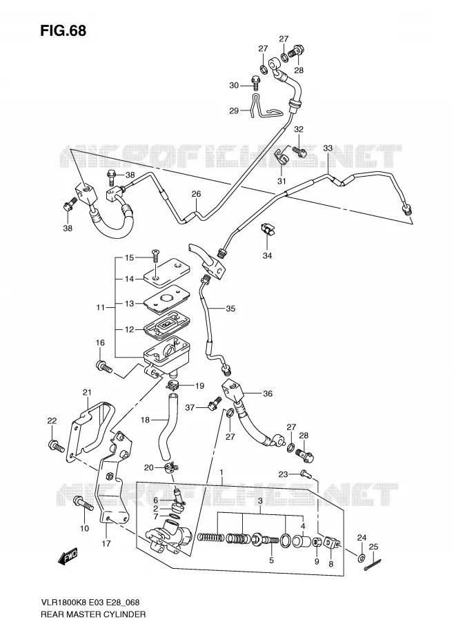 MAITRE CYLINDRE ARRIERE Suzuki MOTO 1800 BOULEVARD 2008  VLR1800TK8(E3/E28)