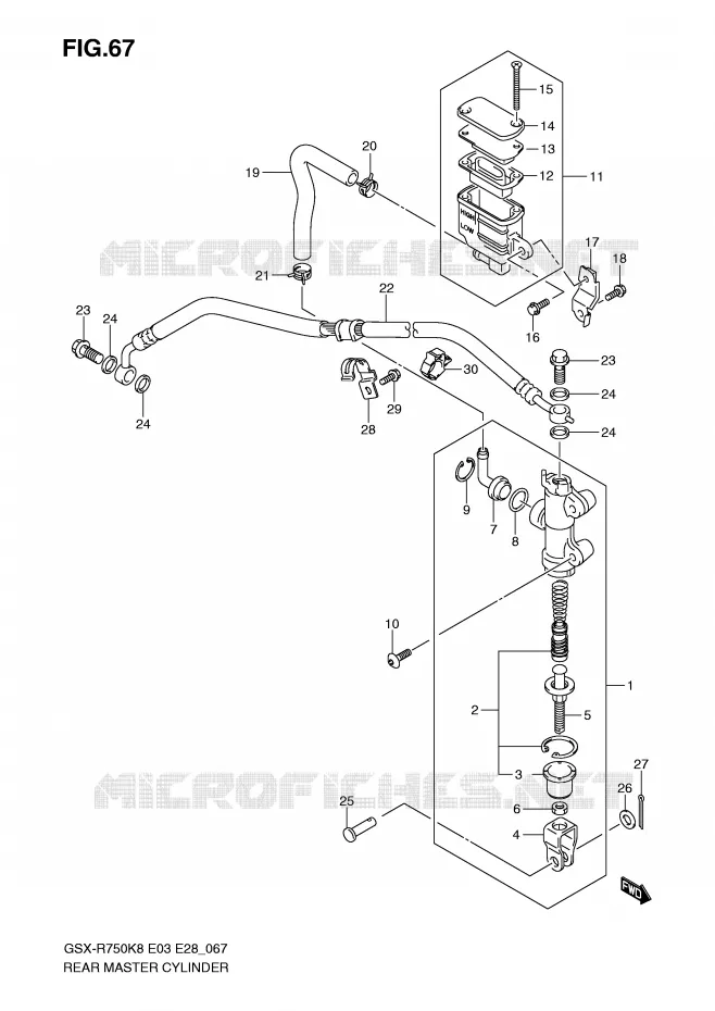 MAITRE CYLINDRE ARRIERE Suzuki MOTO 750 GSX-R 2008  GSX-R750K8(E3/E28)