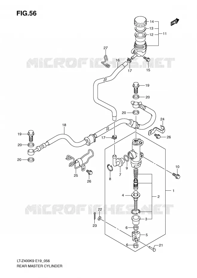 MAITRE CYLINDRE ARRIERE Suzuki QUAD 400 QUADSPORT 2009  LT-Z400K9(E19)