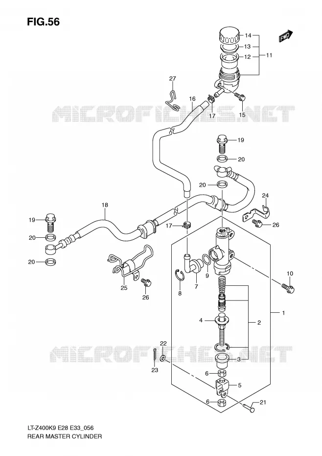 MAITRE CYLINDRE ARRIERE Suzuki QUAD 400 QUADSPORT 2010  LT-Z400ZL0(E28/E33)