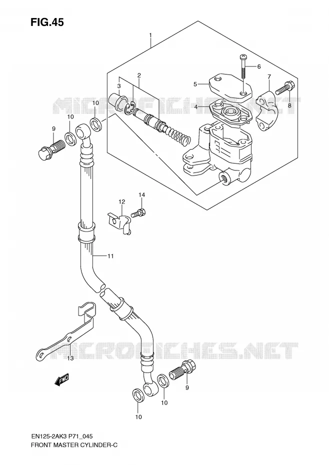 MAITRE CYLINDRE AVANT (EN125-2AK3) Suzuki MOTO 125 EN 2003  EN125-2AK3(P71)