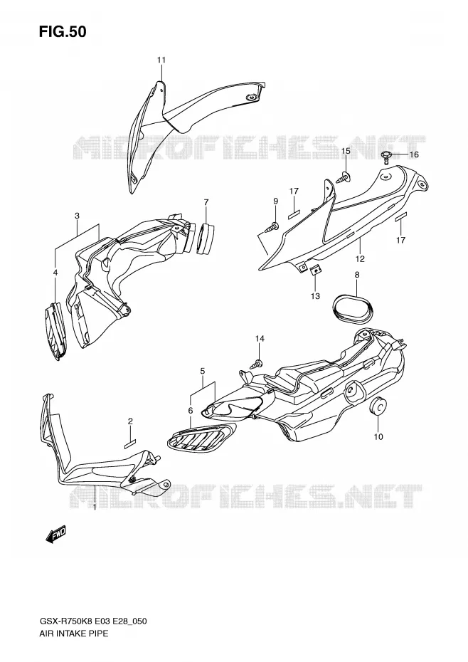 PRISE D AIR (MODEL K8) Suzuki MOTO 750 GSX-R 2008  GSX-R750K8(E3/E28)
