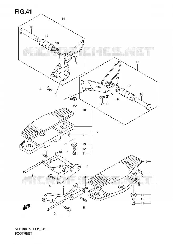 REPOSE PIEDS (WITHOUT VLR1800TK9/TL0 E24) Suzuki MOTO 1800 INTRUDER 2009  VLR1800TK9(E2)