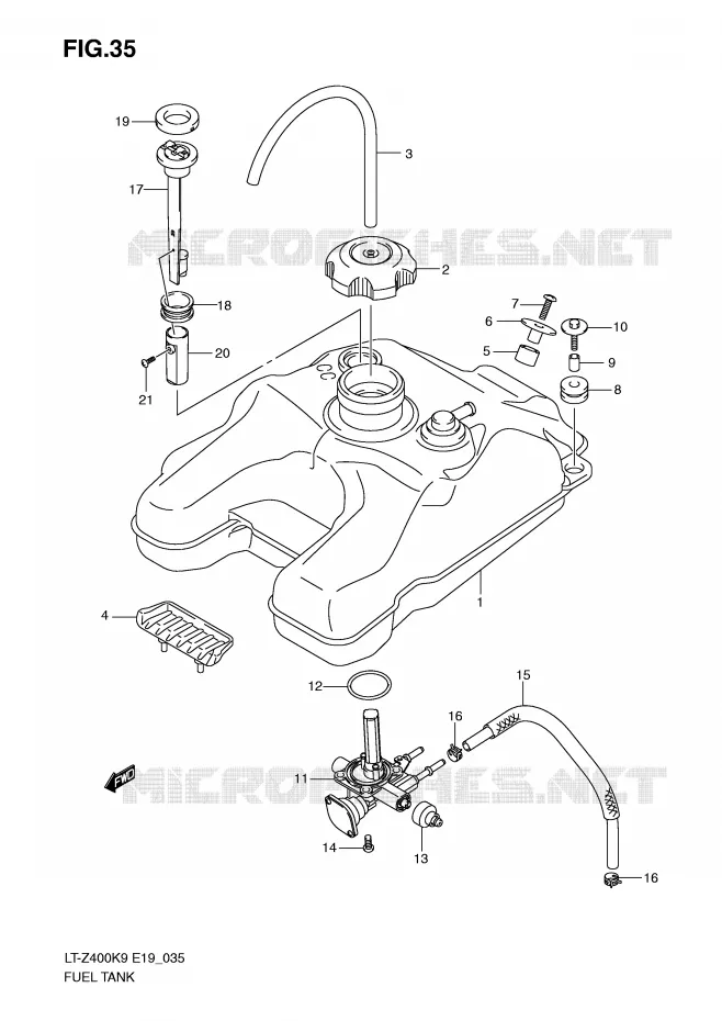 RESERVOIR D'ESSENCE Suzuki QUAD 400 QUADSPORT 2009  LT-Z400ZK9(E19)