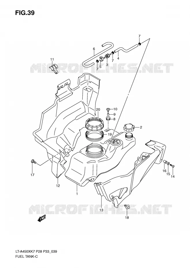 RESERVOIR D'ESSENCE Suzuki QUAD 450 KINGQUAD 2009  LT-A450XK9(P28/P33)