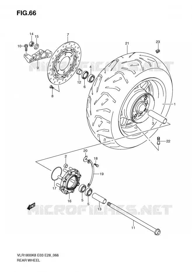 ROUE ARRIERE Suzuki MOTO 1800 BOULEVARD 2010  VLR1800L0(E3/E28)