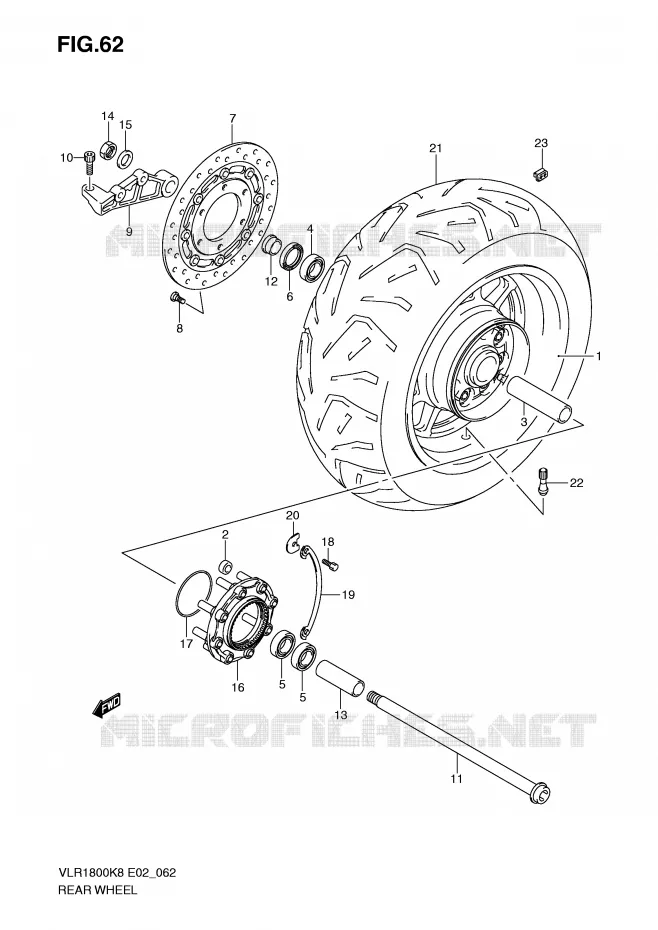 ROUE ARRIERE Suzuki MOTO 1800 INTRUDER 2008  VLR1800TK8(E2)