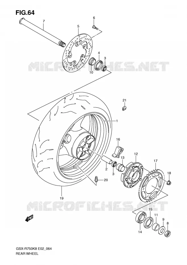 ROUE ARRIERE Suzuki MOTO 750 GSX-R 2008  GSX-R750U2K8(E2)