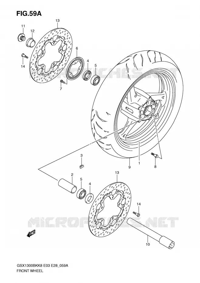 ROUE AVANT (GSX1300BKAK8/AK9) Suzuki MOTO 1300 B-KING 2009  GSX1300BKK9(E3/E28)