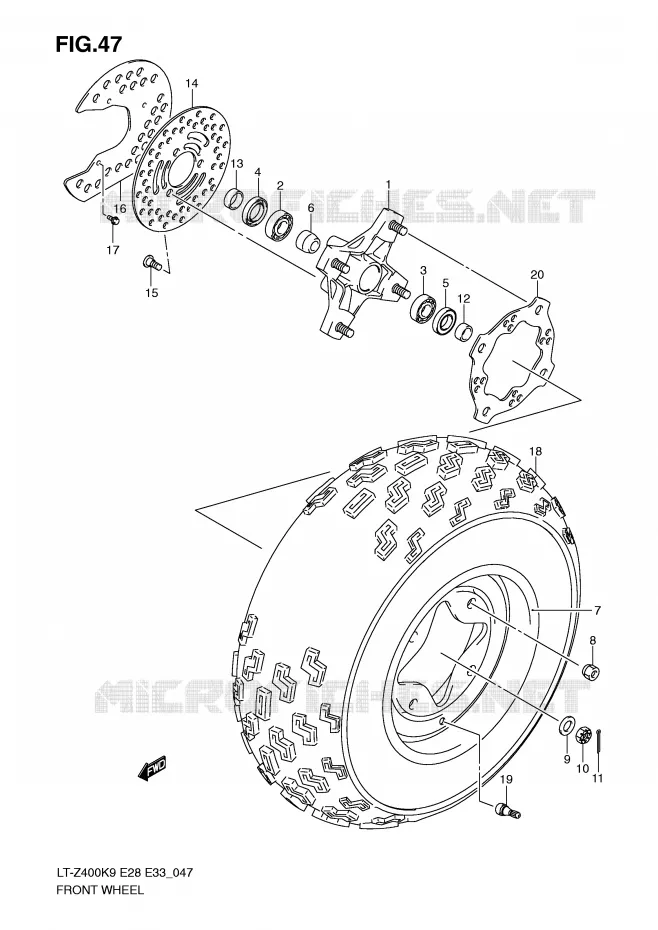 ROUE AVANT Suzuki QUAD 400 QUADSPORT 2010  LT-Z400L0(E28/E33)