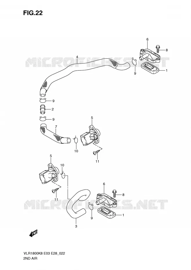 SYSTÈME DE RECYCLAGE GAZ D'ECHAPPEMENT (MODEL K8/K9 E33,MODEL L0) Suzuki MOTO 1800 INTRUDER 2008  VLR1800K8(E3/E28)