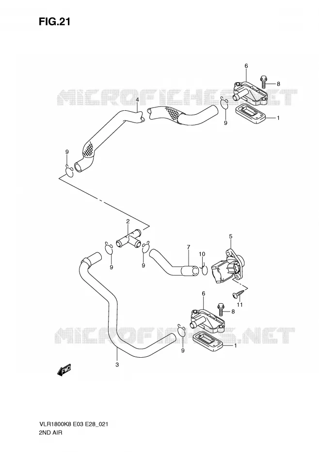 SYSTÈME DE RECYCLAGE GAZ D'ECHAPPEMENT (MODEL K8/K9 E3,E28) Suzuki MOTO 1800 INTRUDER 2009  VLR1800TK9(E3/E28)