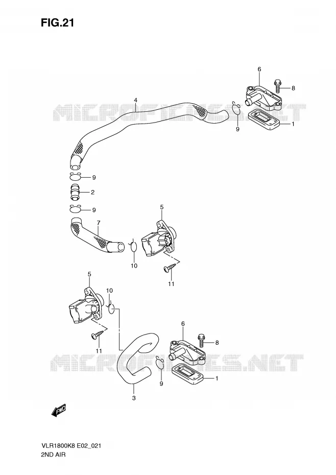 SYSTÈME DE RECYCLAGE GAZ D'ECHAPPEMENT Suzuki MOTO 1800 BOULEVARD 2008  VLR1800U2K8(E2)