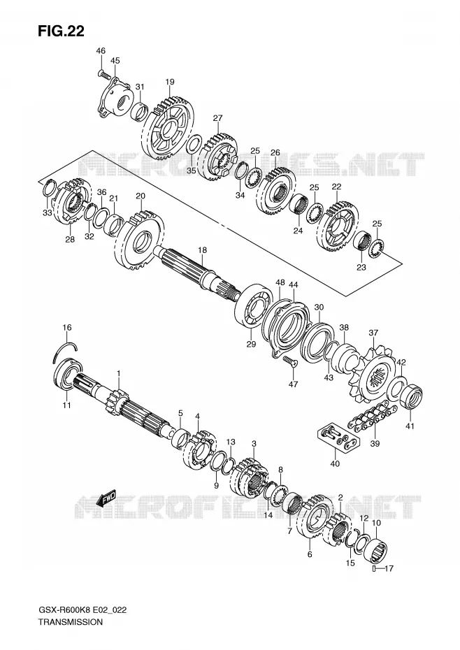 TRANSMISSION Suzuki MOTO 600 GSX-R 2008  GSX-R600K8(E2)