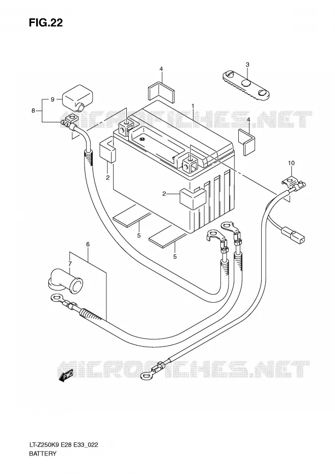 BATTERIE Suzuki QUAD 250 QUADSPORT 2009  LT-Z250K9(E28/E33)