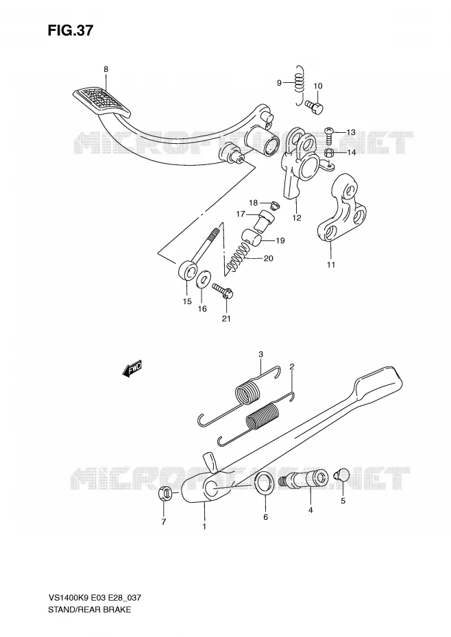 BEQUILLE - PEDALE DE FREIN ARRIERE Suzuki MOTO 1400 INTRUDER 2009  VS1400K9(E3/E28)