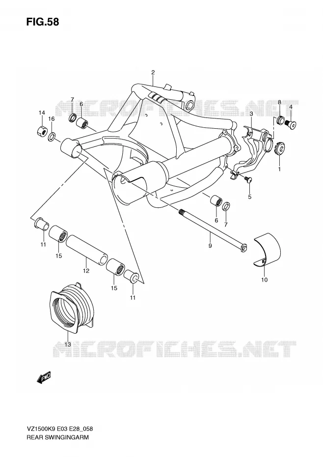 BRAS OSCILLANT ARRIERE Suzuki MOTO 1500 BOULEVARD 2009  VZ1500K9(E3/E28)