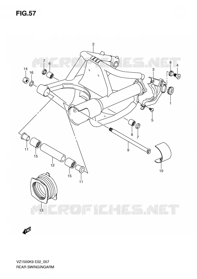 BRAS OSCILLANT ARRIERE Suzuki MOTO 1500 MARAUDER-M90 2009  VZ1500K9(E2)