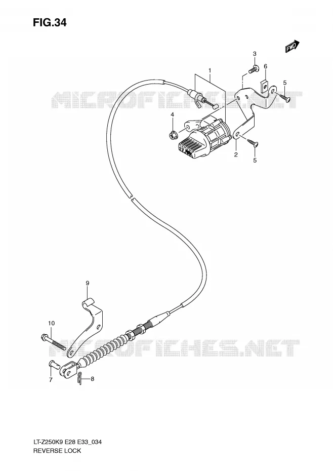 CABLE DE MARCHE ARRIERE Suzuki QUAD 250 QUADSPORT 2009  LT-Z250K9(E28/E33)