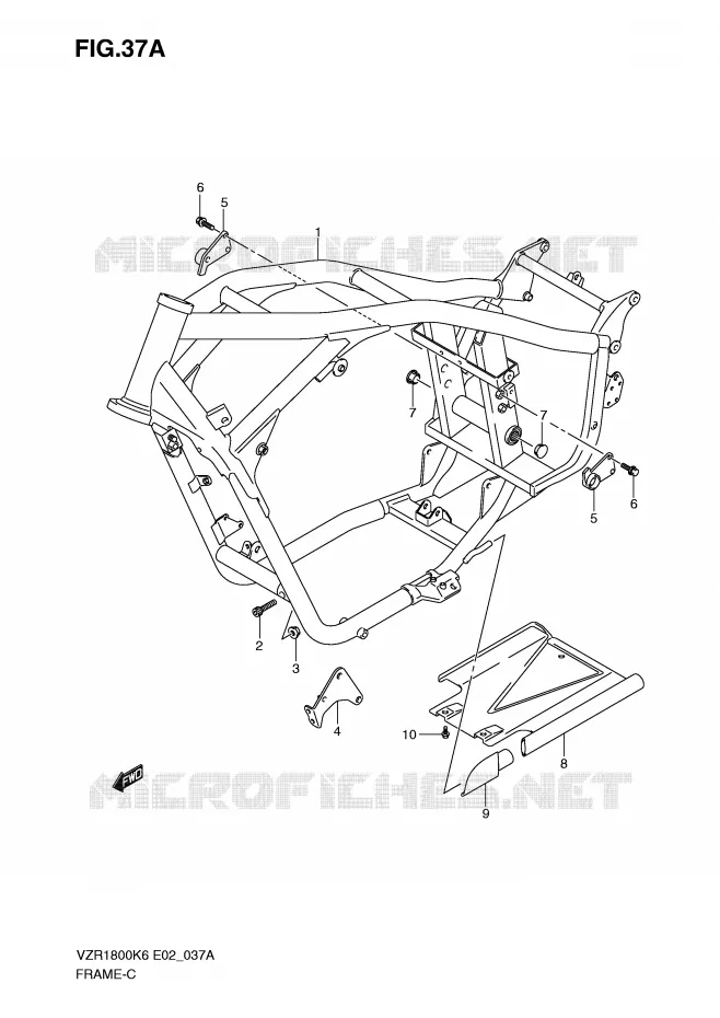 CADRE (MODEL K9/L0) Suzuki MOTO 1800 INTRUDER 2009  VZR1800ZK9(E2)