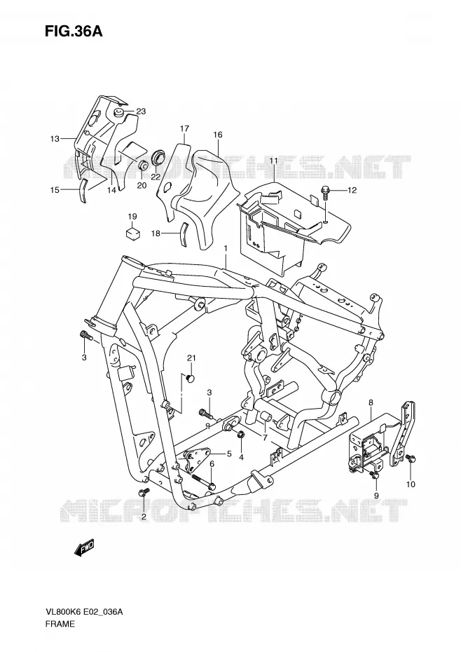 CADRE (MODEL K9/L0) Suzuki MOTO 800 VOLUSIA 2008  VL800K8(E2)
