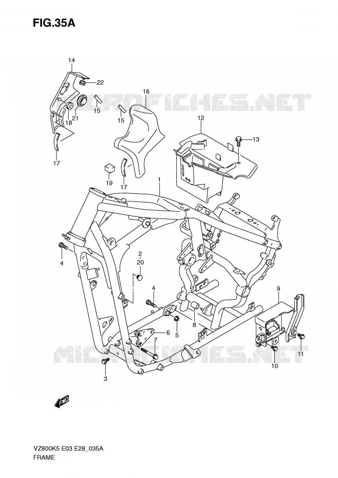 CADRE (MODEL K9) Suzuki MOTO 800 MARAUDER 2008  VZ800K8(E3/E28)
