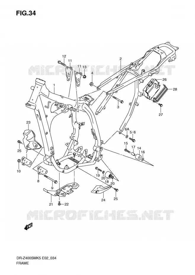 CADRE Suzuki MOTO 400 DR-Z 2007  DR-Z400SMK7(E2)