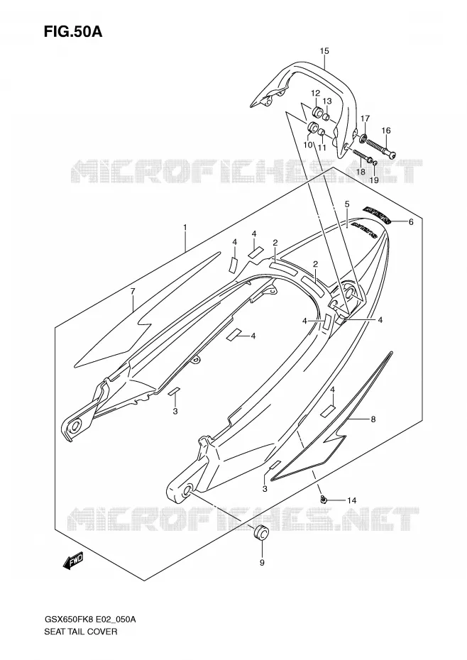 CARENAGE ARRIERE - CAPOT DE SELLE (MODEL K9) Suzuki MOTO 650 GSX-F 2009  GSX650FK9(E2)