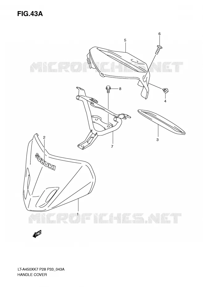 CARENAGE DE GUIDON (MODEL K9) Suzuki QUAD 450 KINGQUAD 2009  LT-A450XK9(P28/P33)