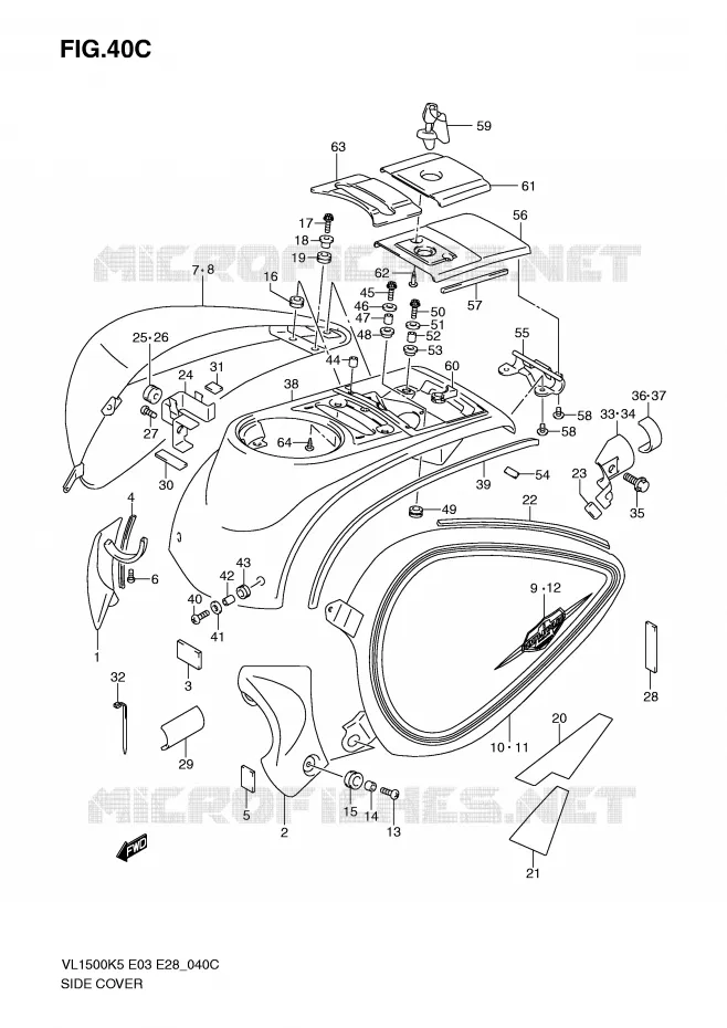CARENAGES ARRIERE (MODEL K9) Suzuki MOTO 1500 BOULEVARD 2009  VL1500K9(E3/E28)