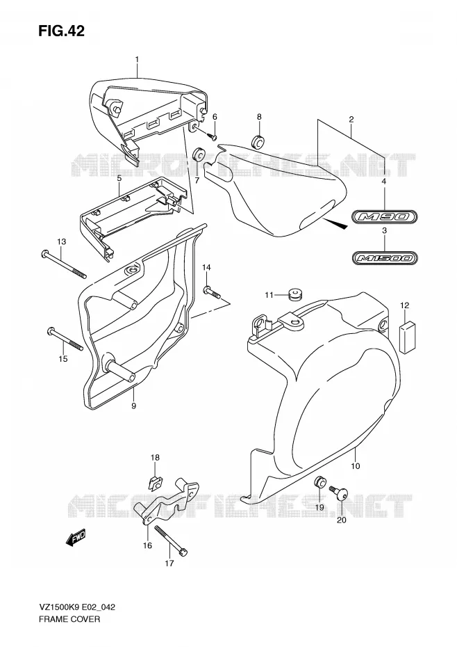 CARENAGES ARRIERE Suzuki MOTO 1500 BOULEVARD-M91 2010  VZ1500L0(E2)