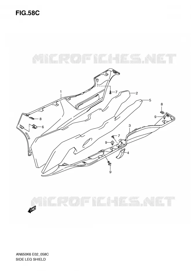 CARENAGES INFERIEURS (MODEL K9) Suzuki SCOOTER 650 BURGMAN 2007  AN650AK7(E2)