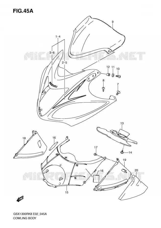 CARENAGES (MODEL K9) Suzuki MOTO 1300 HAYABUSA 2010  GSX1300RL0(E2)