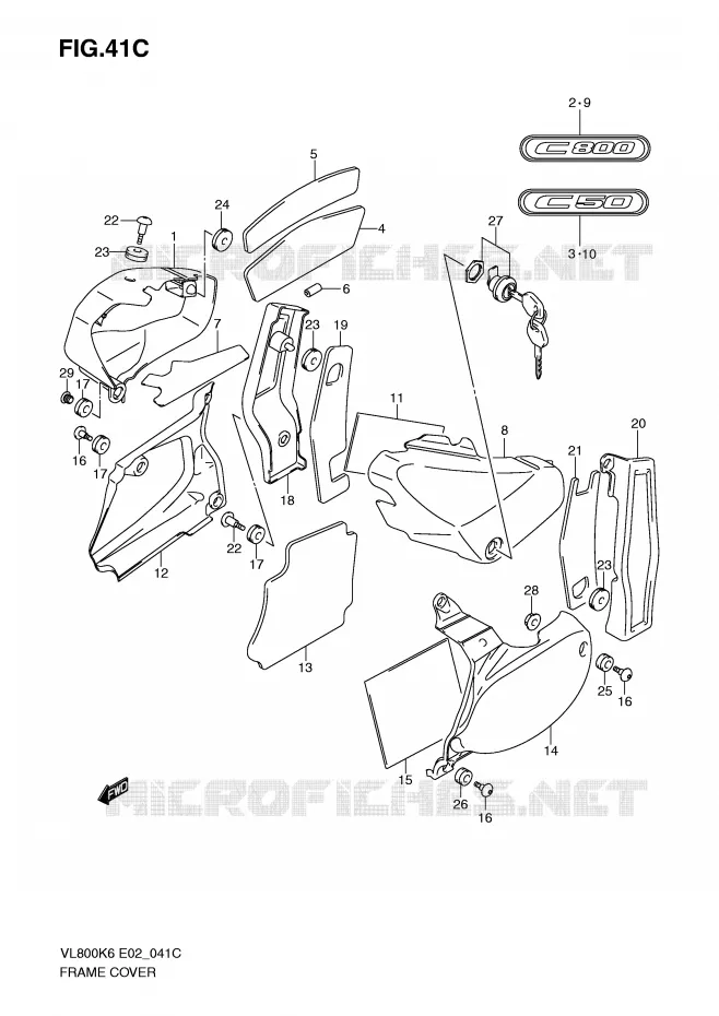 CARENAGES (MODEL K9) Suzuki MOTO 800 VOLUSIA 2007  VL800UEK7(E2)