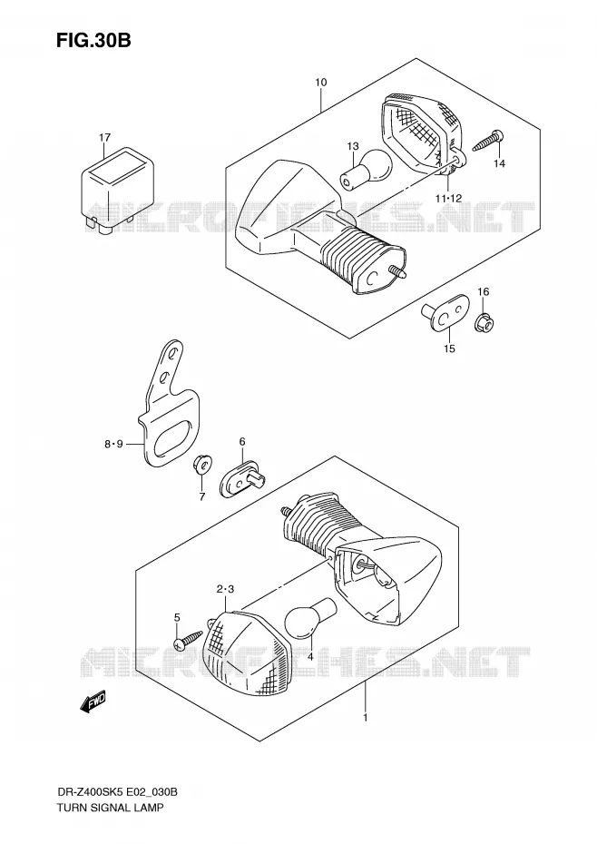 CLIGNOTANTS (MODEL K9) Suzuki MOTO 400 DR-Z 2007  DR-Z400SK7(E2)