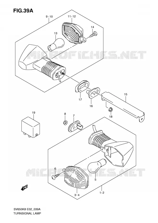 CLIGNOTANTS (SV650SK9/SAK9/SUK9/SUAK9/SL0/SAL0/SUL0/ASUL0) Suzuki MOTO 650 SV 2010  SV650SAL0(E2)